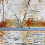 © Benoît Moreau - Paréidolie N°28 (falaise-reflet VIII) - huile sur toile - 150x50 cm- 2023